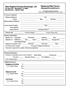 Restaurant Insurance Application