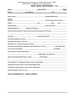 Quick Quote Questionnaire