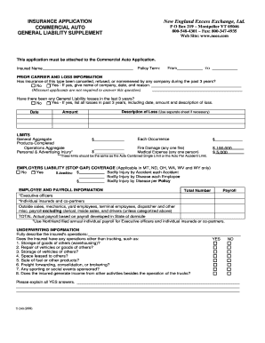 Commercial Auto General Liability Supplement