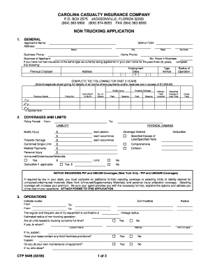 Non-Trucking Liability Insurance Application