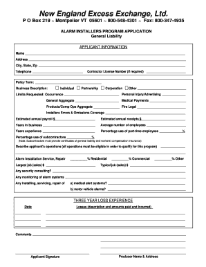 Alarm Installers Program Application
