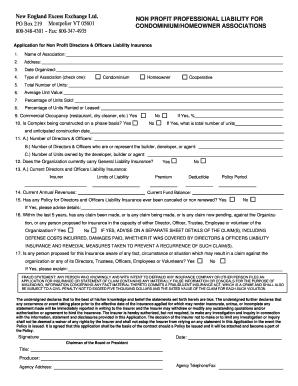Non Profit Directors & Officers Liability Insurance Application