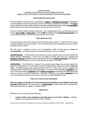 Answer to Petition and Counterpetition for Dissolution of Marriage with Dependent or Minor Child(ren)
