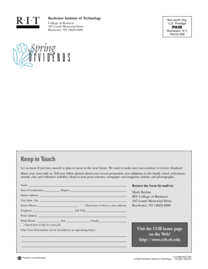 RIT College of Business Dividends Update Form