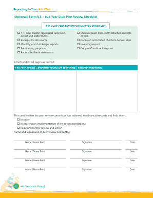 4-H Club Peer Review Checklist