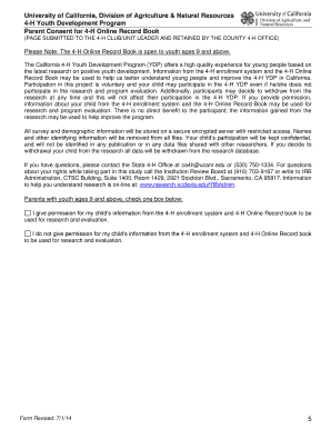 California 4-H Online Record Book Parent Consent