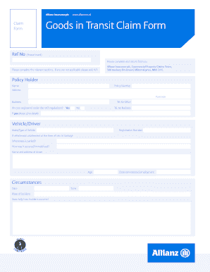 Goods in Transit Claim Form