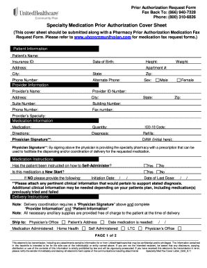 Specialty Medication Prior Authorization Request Form