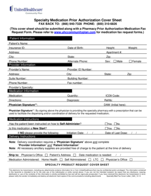 Specialty Medication Prior Authorization Cover Sheet