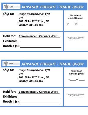 Advance Freight Trade Show Form