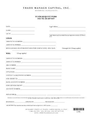 Trade Manage Capital Funds Request Form