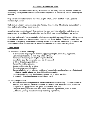 National Honor Society Membership Application