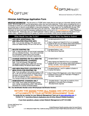 Clinician Add/Change Application Form