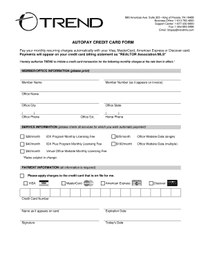 Autopay Credit Card Form