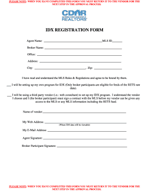 IDX Registration Form