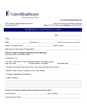 Member Education Request Form
