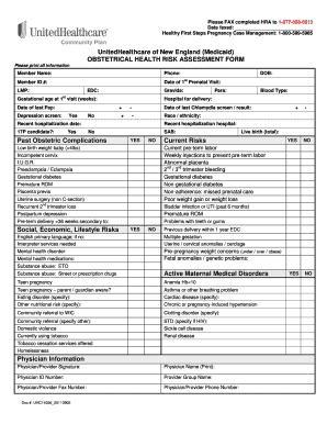 Obstetrical Health Risk Assessment Form