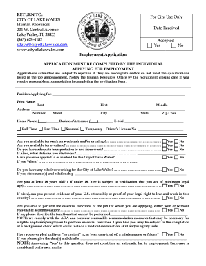City of Lake Wales Employment Application