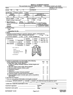 Medical Examiner's Report and HIV Testing Consent