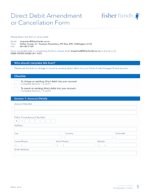 Direct Debit Amendment or Cancellation Form