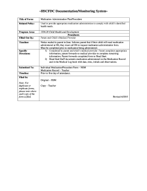 Medication Administration Plan/Procedure
