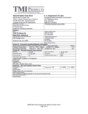 Material Safety Data Sheet for CA Polish Gloss