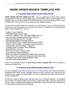 Fillable Online WORK ORDER INVOICE TEMPLATE WORK ORDER INVOICE TEMPLATE ...