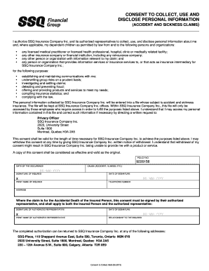 Consent to Collect Accident and Sickness Claims