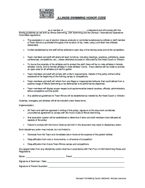 Illinois Swimming Honor Code Agreement