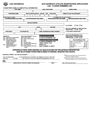 USA Swimming 2015 Outreach Athlete Registration Application
