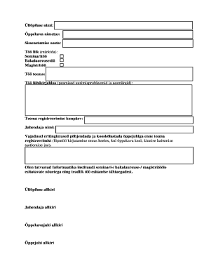 Student Thesis Registration Form