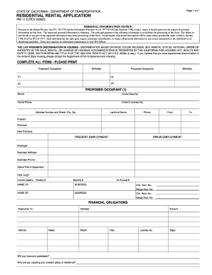 California Residential Rental Application