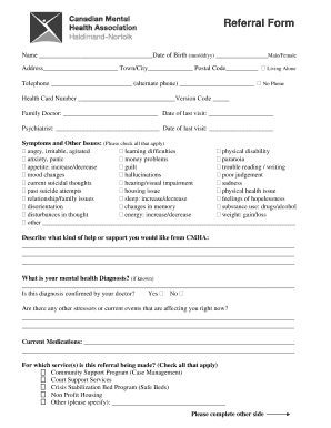 Canadian Mental Health Association Referral Form
