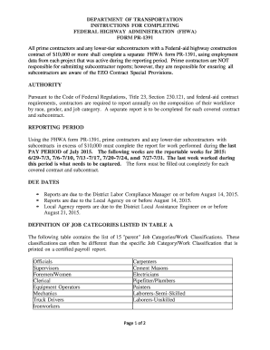 FHWA Form PR-1391