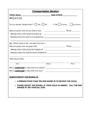 School Transportation Request Form