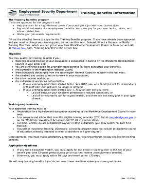 Washington Training Benefits Application