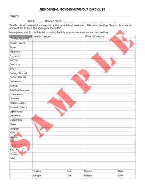 Residential Move-In/Move-Out Checklist