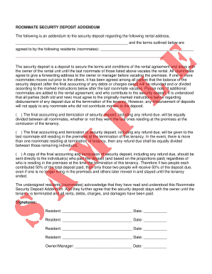 Roommate Security Deposit Addendum
