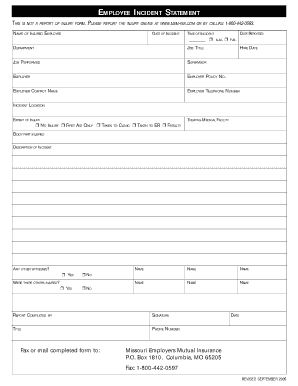Employee Incident Statement Form