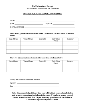 Petition for Final Examination Change