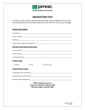 Appraisal Order Form