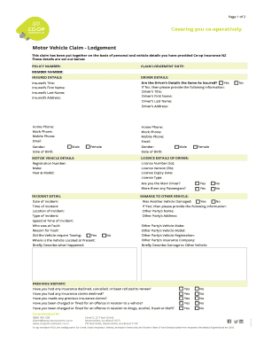 Motor Vehicle Claim Form
