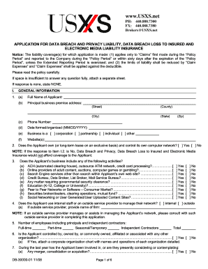 Data Breach and Privacy Insurance Application