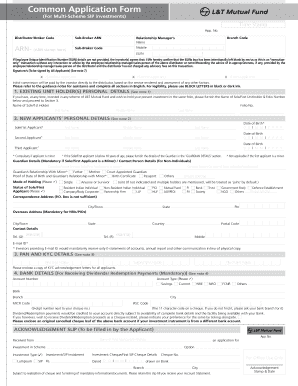 L&T Mutual Fund SIP Investment Application Form