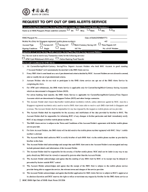 Singapore SMS Alert Opt-Out Form