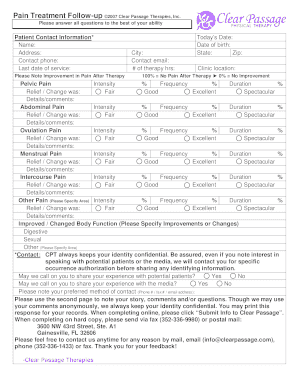 Pain Treatment Follow-up Form