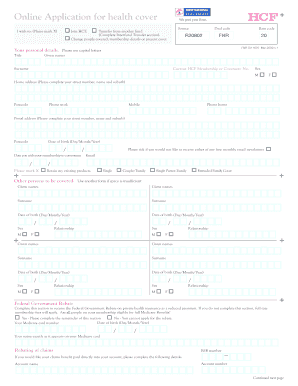 HCF Health Cover Application Form