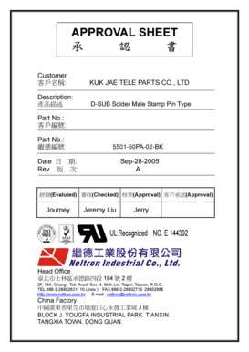 Approval Sheet for D-SUB Solder Male Stamp Pin Type