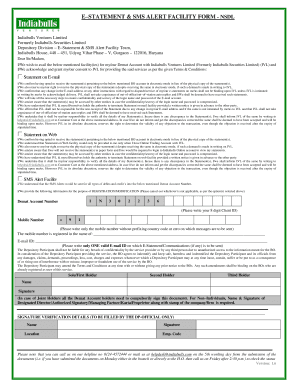 E-Statement & SMS Alert Facility Form