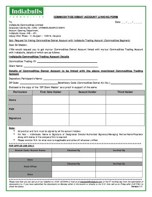 Commodities Demat Account Linking Form